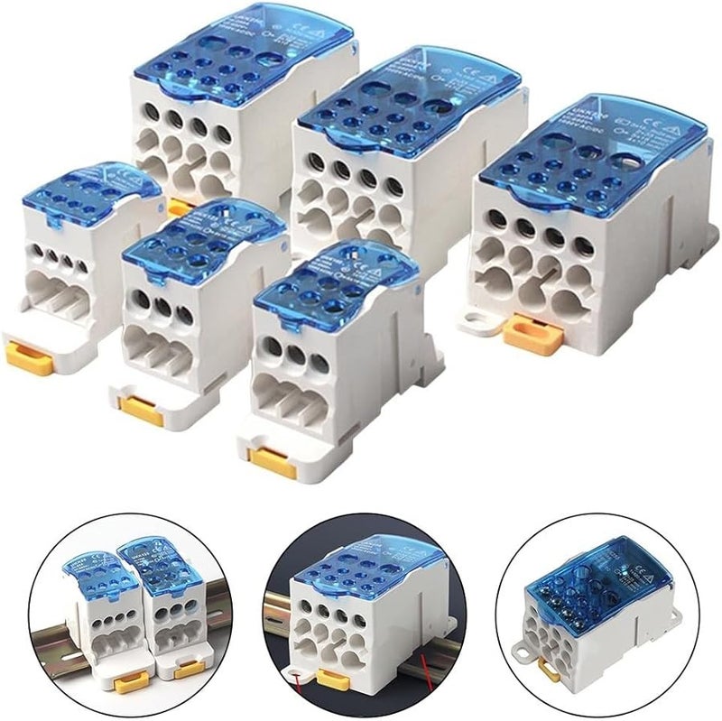Fabuleta 80A Power Junction Box Distribution Terminal Block Connector DIN Rail Blue - Image 4